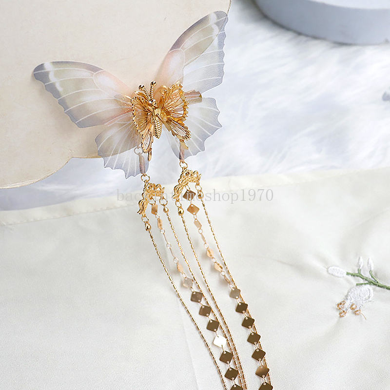 Romantic Retro Butterfly Hairpin Tassel Hair Clip Moving Butterfly Bangs Side Clip Trembling Butterfly Hairpin Headdress