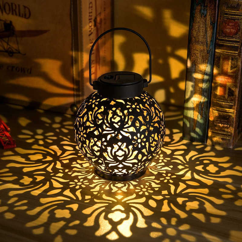 Novelty Lighting Hanging Iron Solar Lamp Hollow Solar Lights Home Garden Courtyard Arrangement Peony Flower Projection Lamp Hanging Lantern P230403