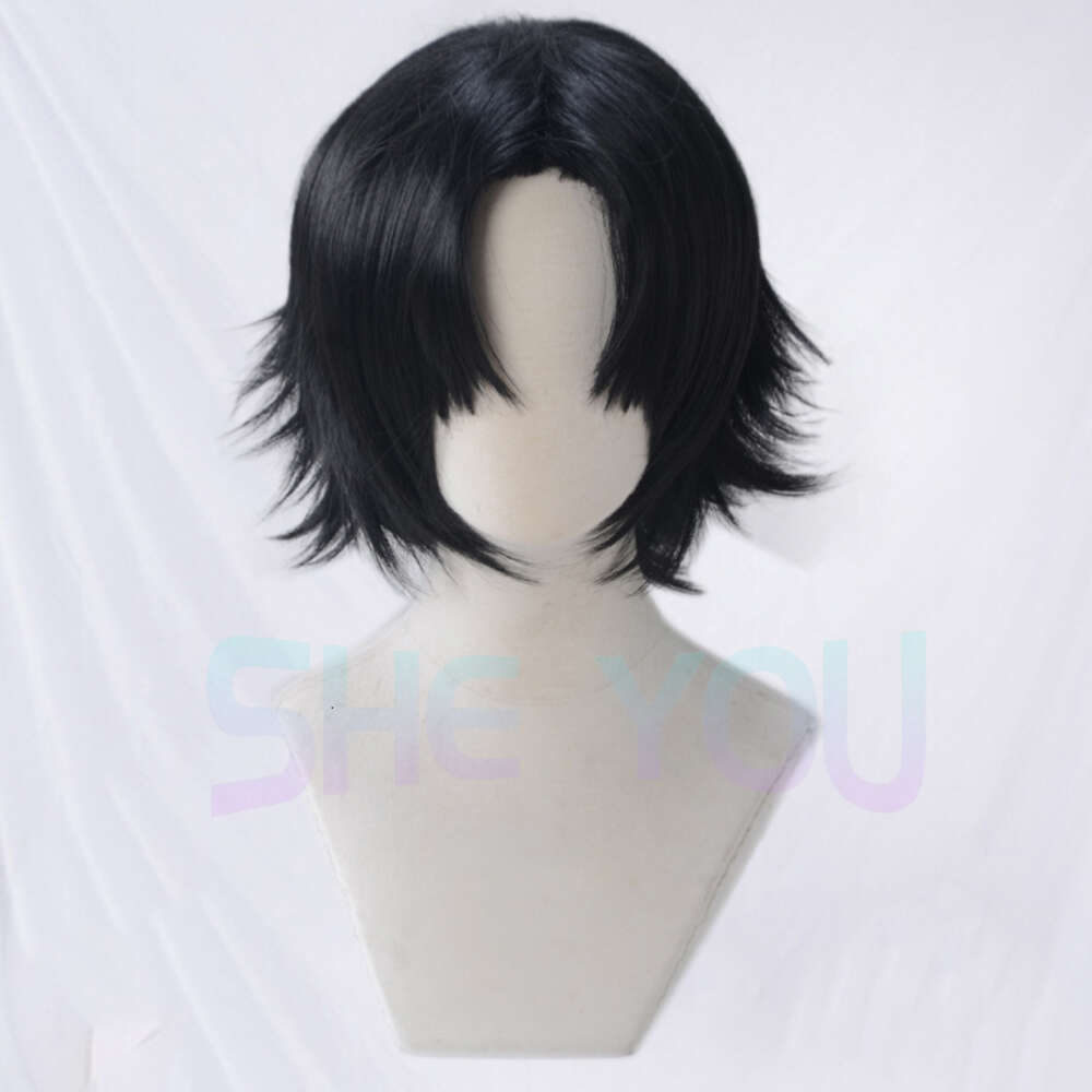 Herrens svarta syntetiska X Hunter Captain Chrollo Lucilfer Short Cosplay Costume Wigs Halloween Party Play Role