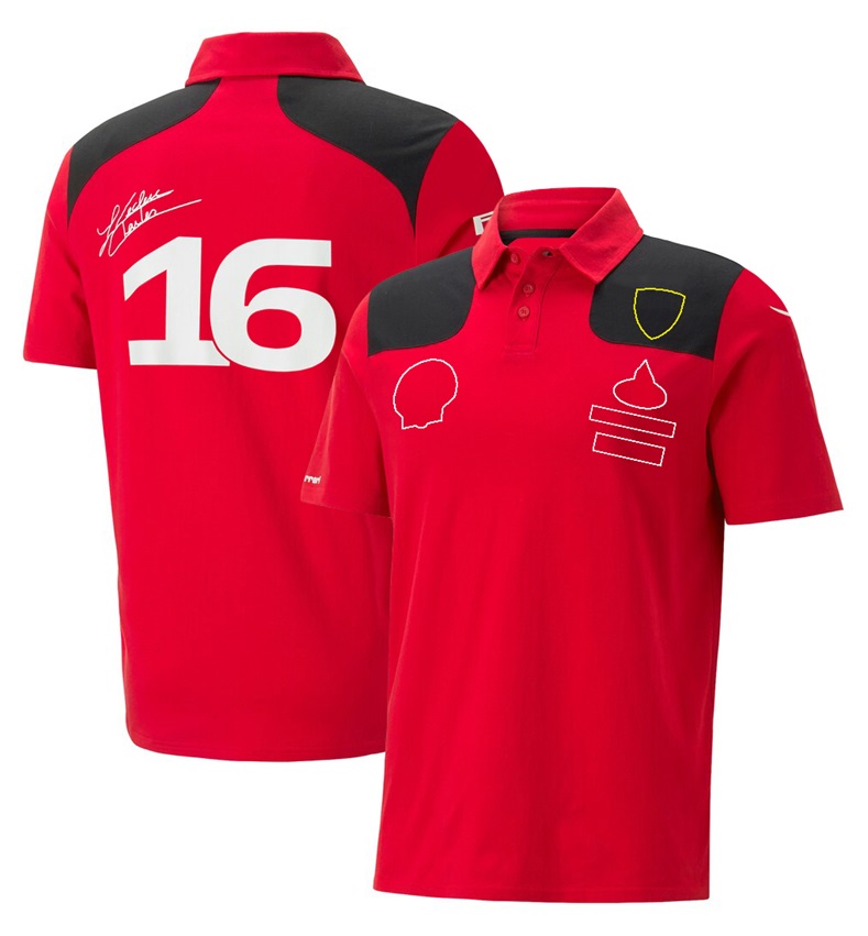 F1 Formuła 1 Drużyna drużyna 2023 Nowy sezon Red Racing Dress Car Lapel T-shirt z krótkim rękawem dla mężczyzn i kobiet