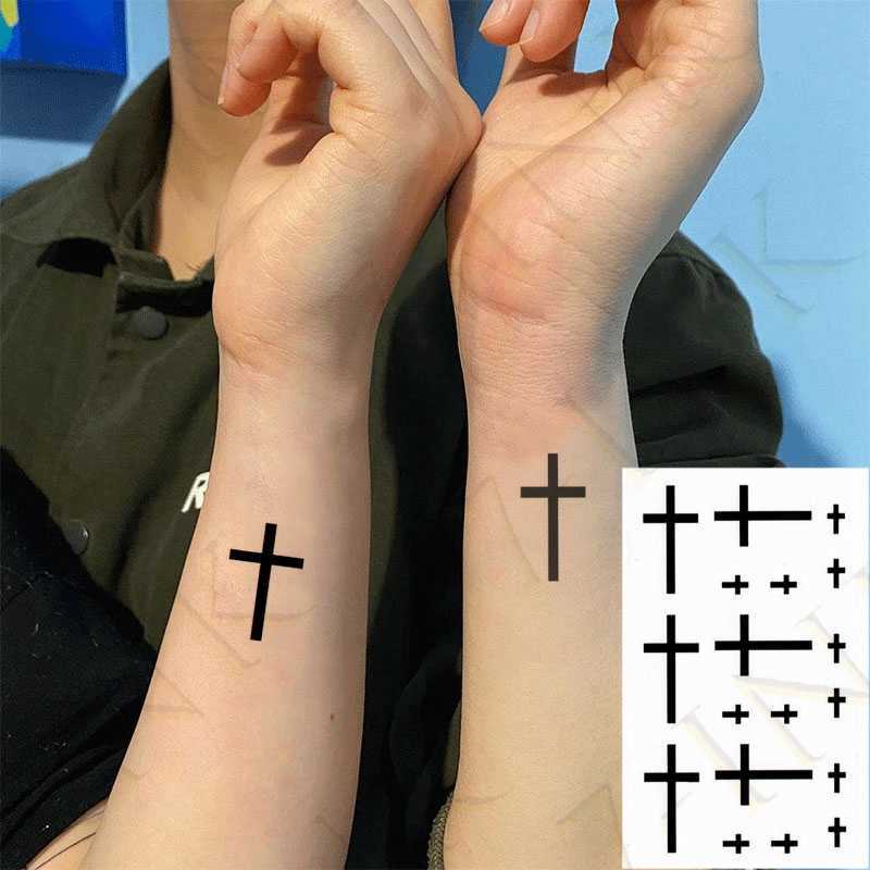 Tatuaggi Temporanei Trasferimento Dell'acqua Tatuaggio Finto Piccola Croce Tatuaggio Dietro L'orecchio Sul Dito Body Art Adesivi Tatoo Temporanei Impermeabili Donna Uomo Z0403