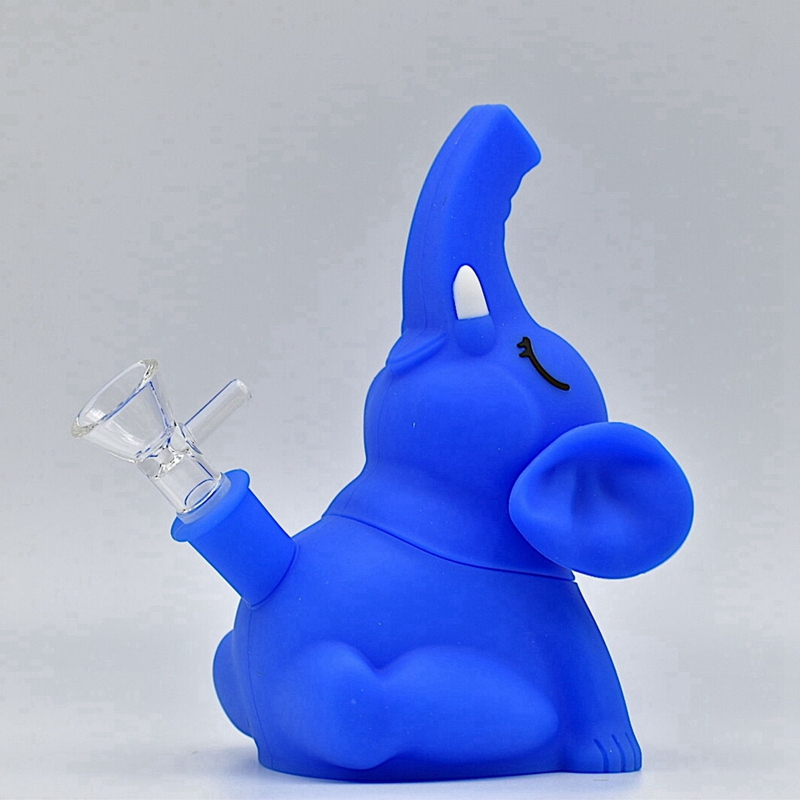 Sitzender Elefant-Stil, buntes Rauchen, Silikon-Bong-Pfeifen-Set, tragbarer Reise-Bubbler, Tabakfilter, Trichter, Löffel, Schüssel, Bohrinseln, Wasserpfeife, Dabber-Halter, DHL