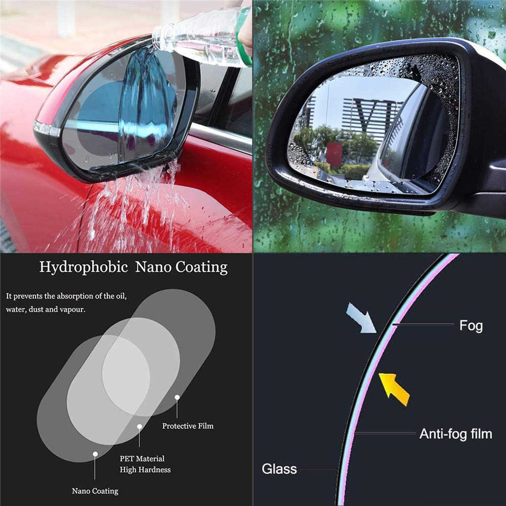 2024 2 piezas Pegatina para automóvil Película a prueba de lluvia retrovisor espejo anti-fog a prueba de lluvia Accesorios para automóviles conductores de autos