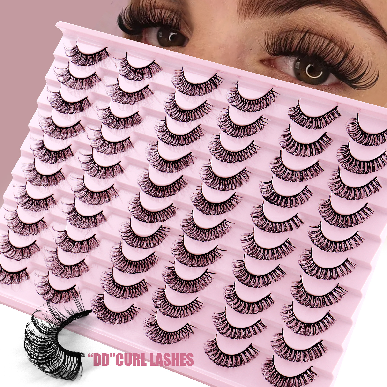 Thick Curly 30 Pairs False Eyelashes Set Naturally Soft & Delicate Reusable Handmade Multilayer 3D Mink Fake Lashes Extensions Strip Lash