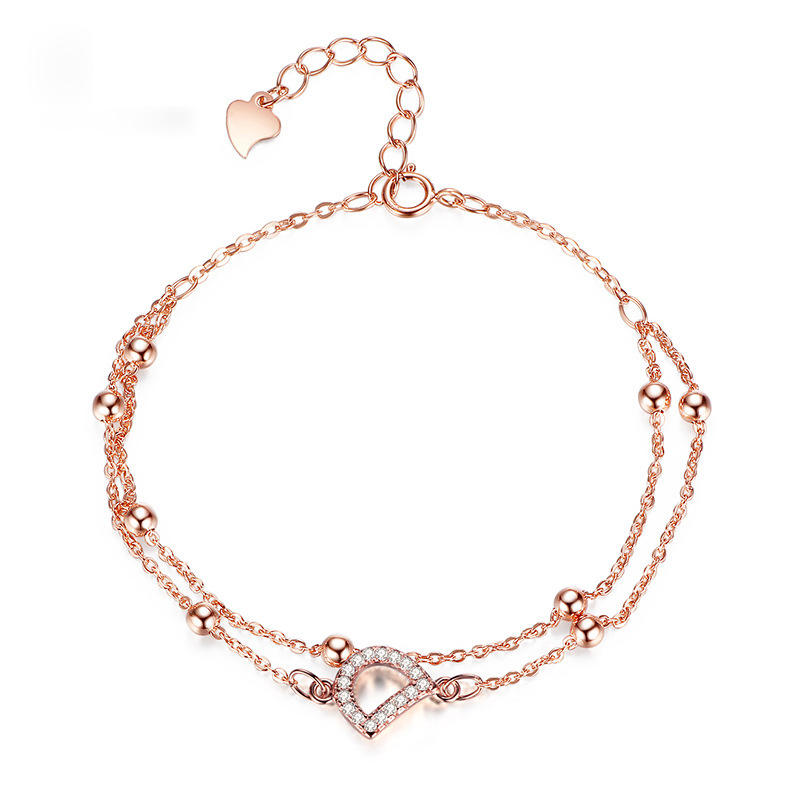 Bracciale Donna Moda Amore cuore Dolce oro rosa zircone Bracciale con diamanti Fidanzata Matrimonio Gioielli Compleanno