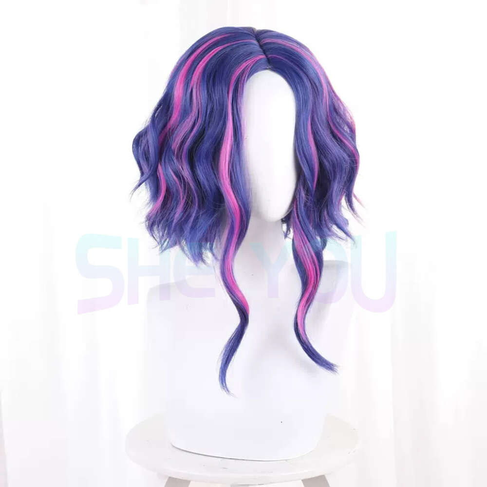 Perruque de Cosplay Anime My Hero Academia saison 6 Lady Nagant, 40cm, mélange de couleurs bleu violet, jeu de rôle d'halloween + bonnet de perruque