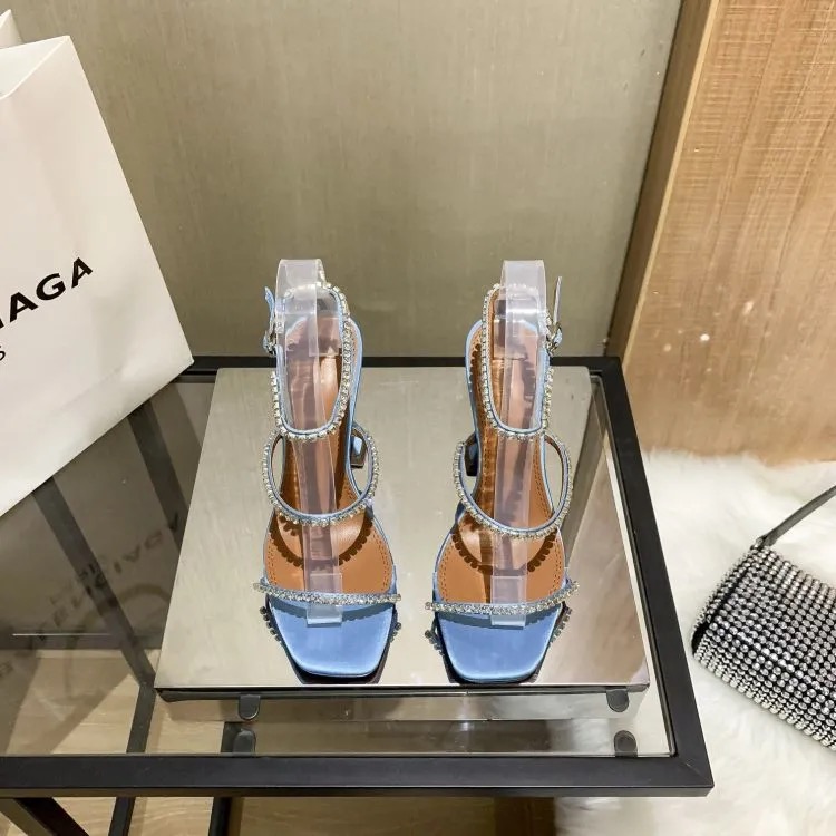샌들 amina muaddi sandals 최고 고급 디자이너 드레스 신발 bowknot crystal diamond decoration 투명 PVC 와인 컵 발 뒤꿈치