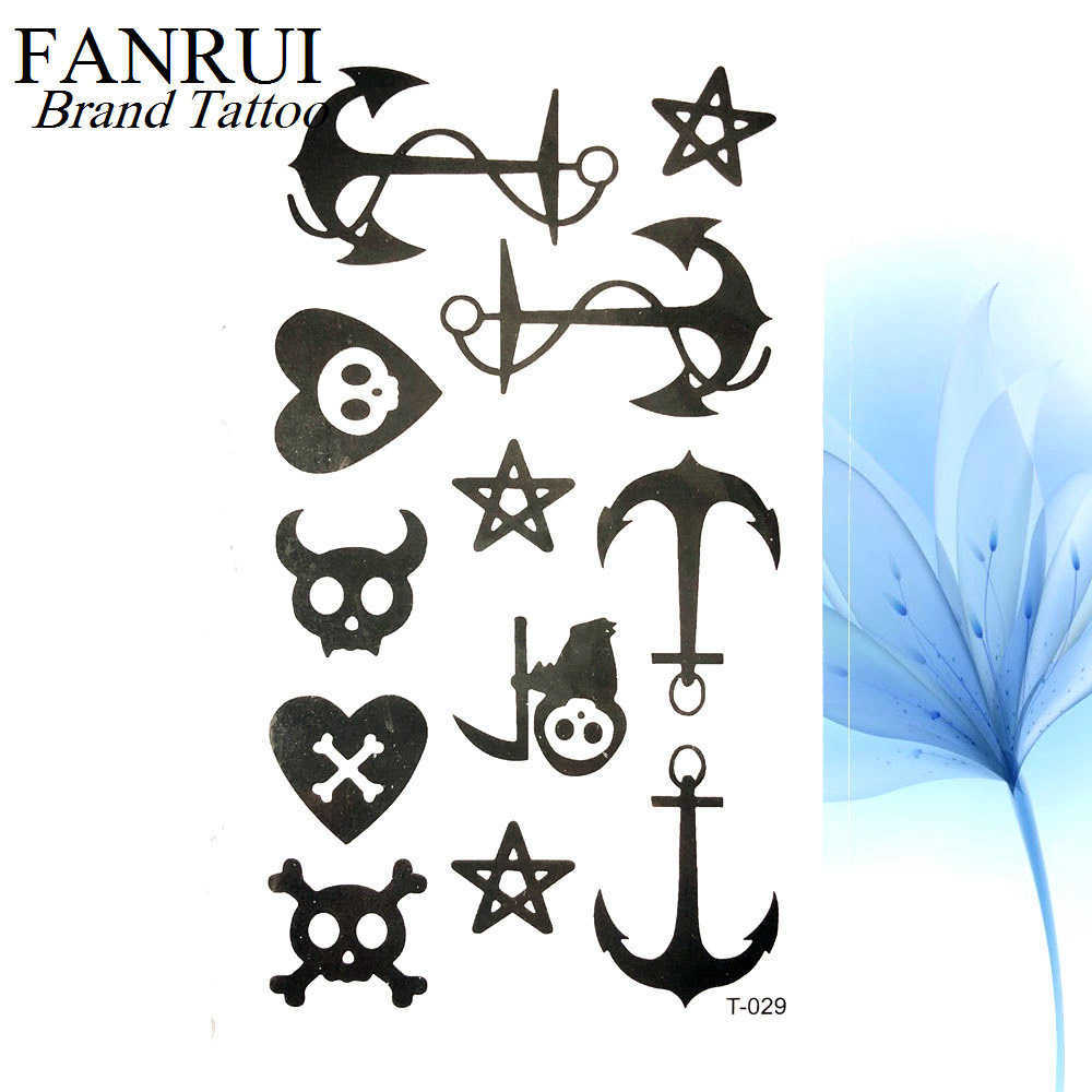 Temporary Tattoos Black Little Cross Christ Waterproof Tattoo Ghost Anchor Women Body Arm Art Bible Temporary Tattoo Men Hands Star Tatto Stickers Z0403