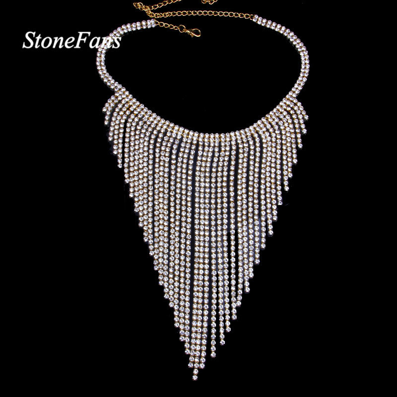 Sautoirs Stonefans Ethnique Long Gland Collier Ras Du Cou Bijoux pour Femmes Bohème Géométrique Cristal Déclaration Collier Collier 230403