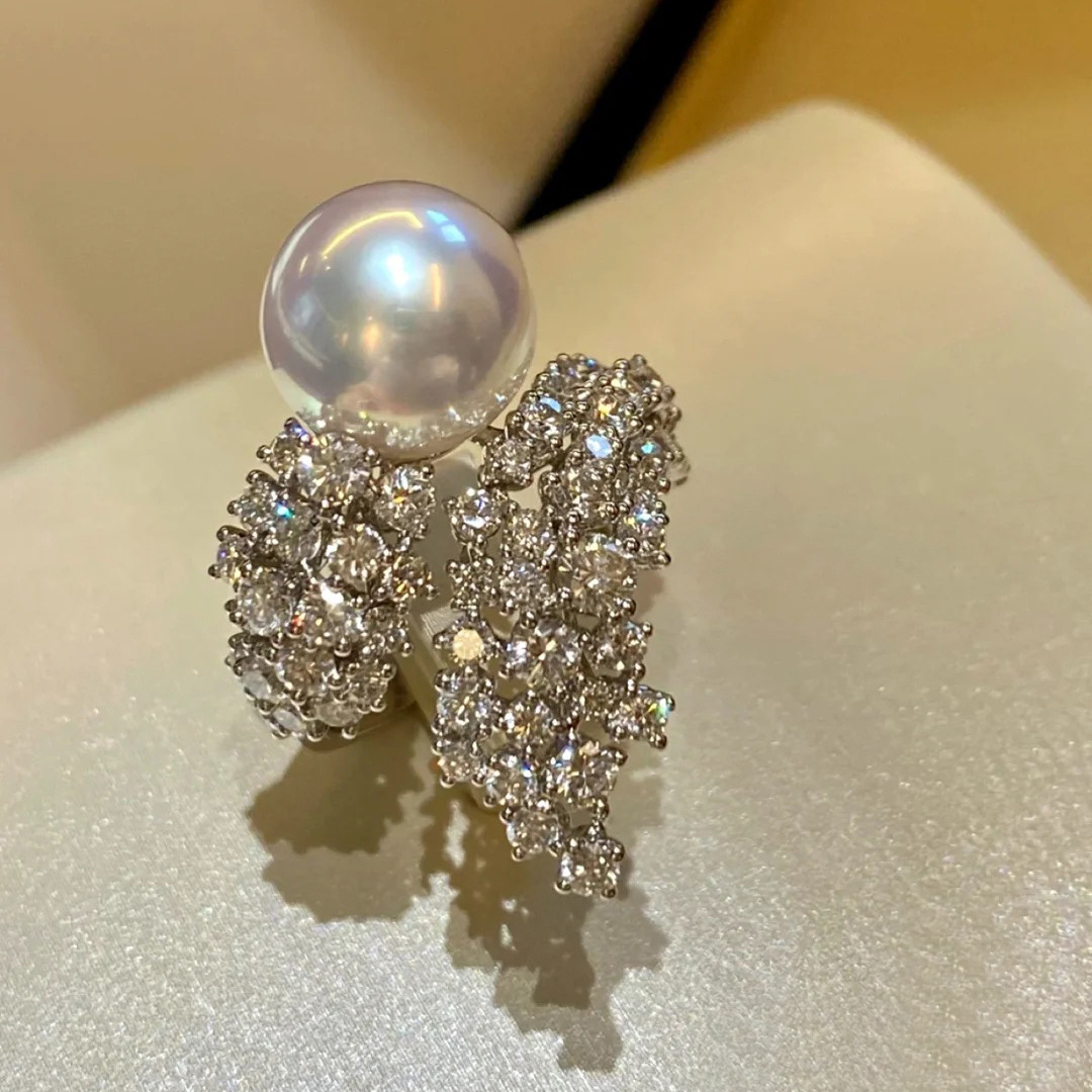 Anillo de dedo de diamante de perla 2022, anillos de compromiso de plata de ley 925 para mujer, joyería para fiesta de cumpleaños y compromiso nupcial