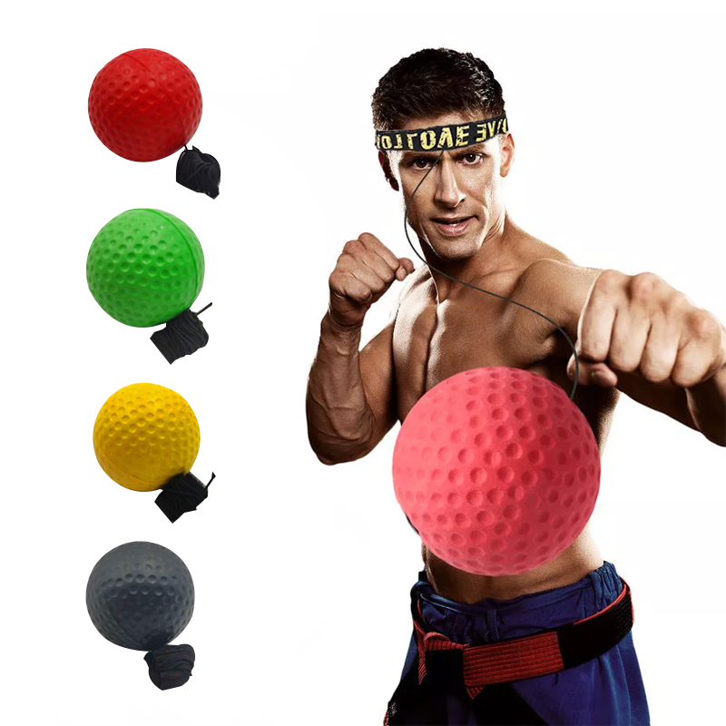Боксерские шарики боксерские шарики шарики, установленные на головку Pu Punch Ball Mma Sanda Обучение ручной глаз реакция дома песочные мешки муай тай-бокс-флажок оборудование для фитнеса