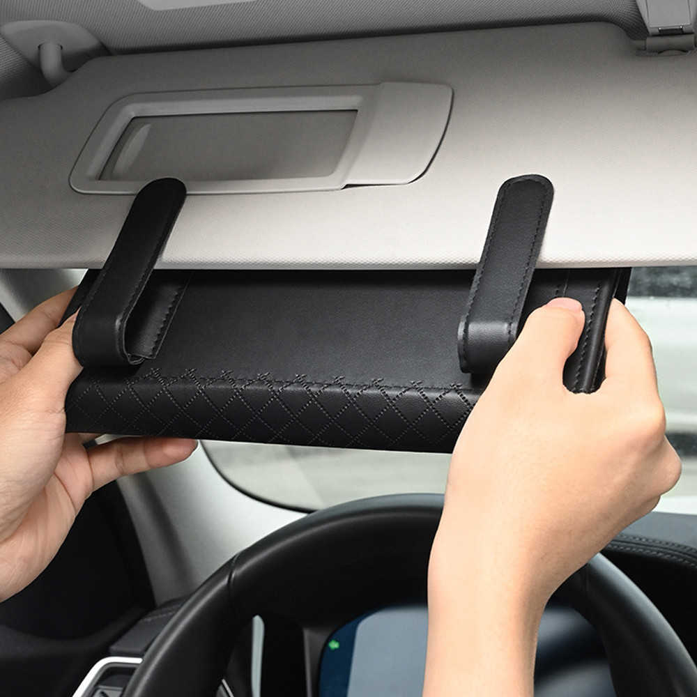 New Car Tissue Box Towel Sun Visor Seat Back Sunroof Car Plaid Drawer Box Hanging Creative Leather Car Universal Interior Accessorie