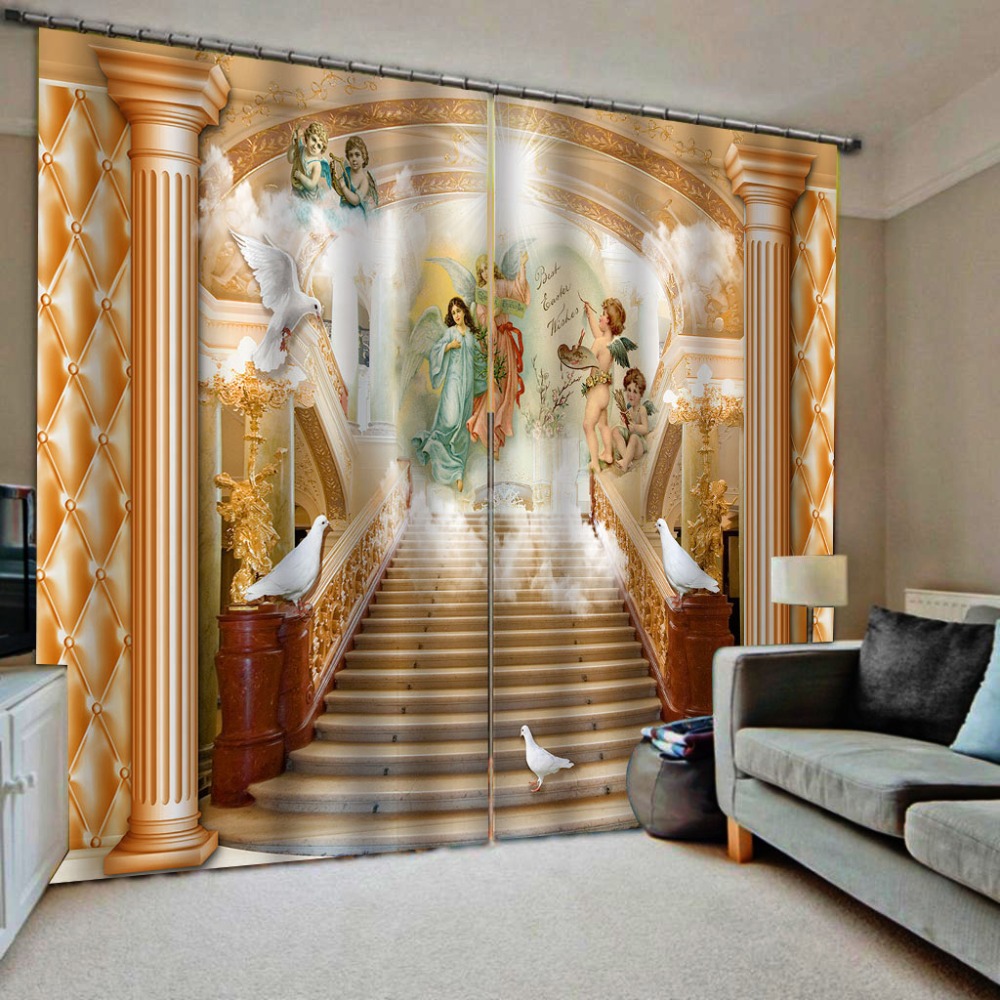 Roman angel curtains Customized size Luxury Blackout 3D Window Curtains For Living Room Blackout curtain