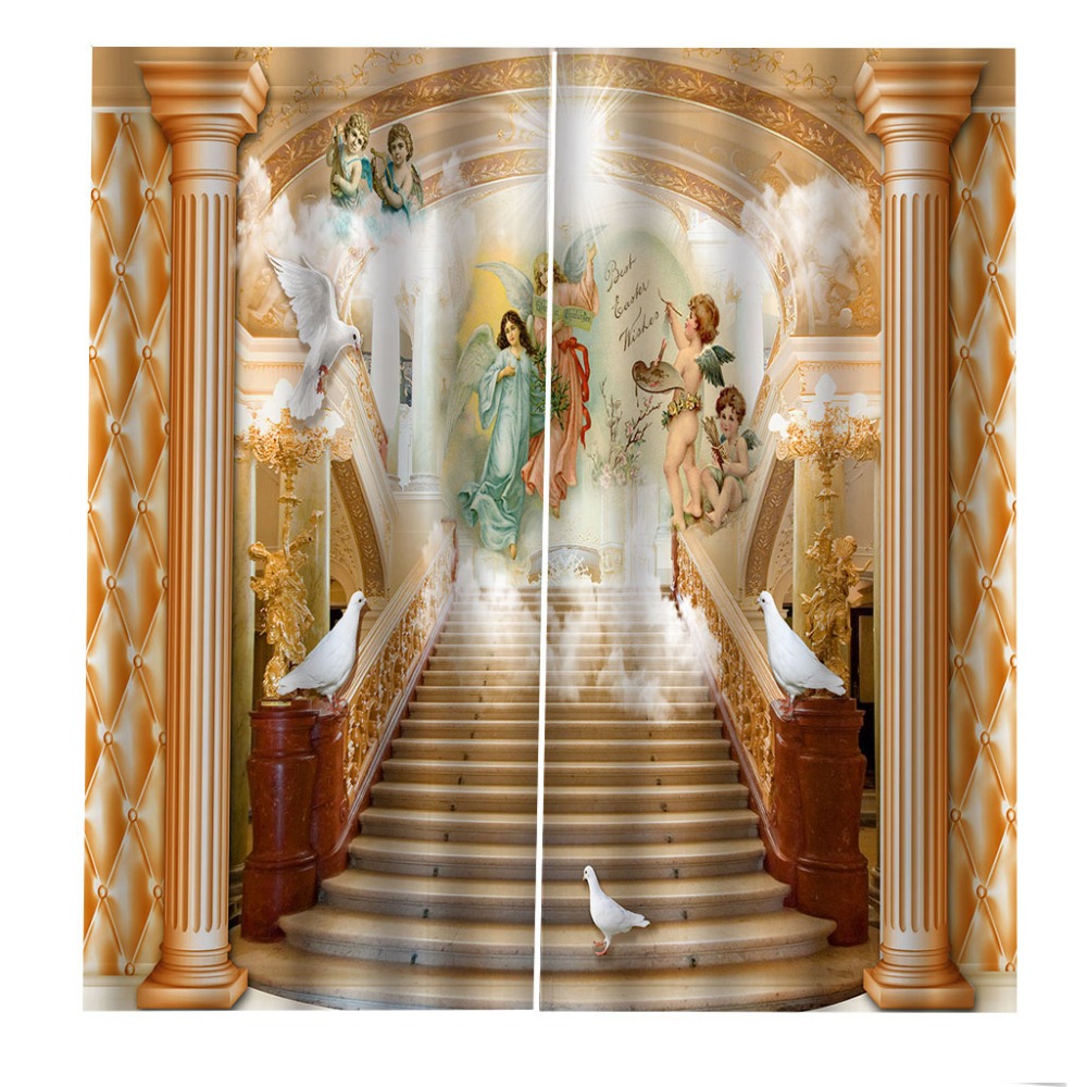 Roman angel curtains Customized size Luxury Blackout 3D Window Curtains For Living Room Blackout curtain