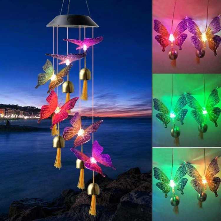 Novità Illuminazione Nuova energia solare Campane eoliche Carillon Sfera di cristallo Colibrì Farfalla Libellula Luce esterna impermeabile Patio Yard Garde P230403