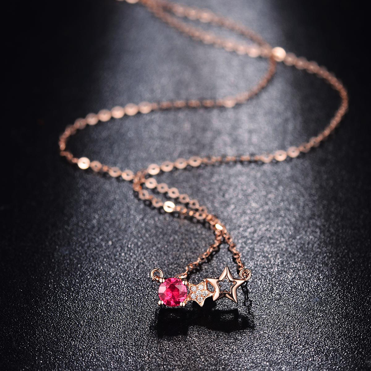 Ketting meisjes Student schattig Ster Rose Rood zirkoon Diamant Rose Goud Zoete Ketting Verjaardagscadeau Vriendin Bruiloft Sieraden