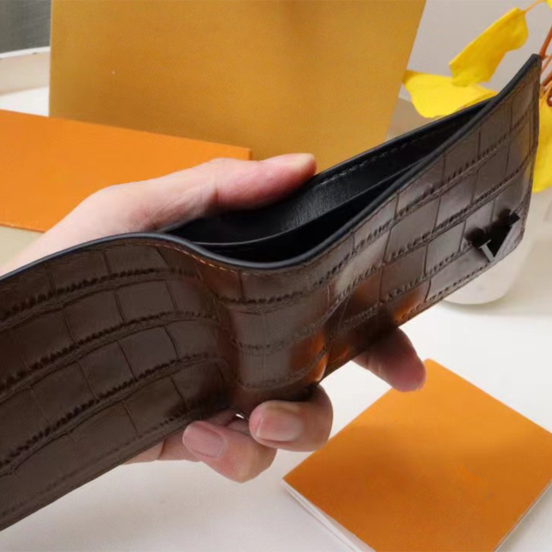Designers Men wallet 10A Genuine leatherdesigne Crocodile pattern purses luxury short wallet Card Holder classic pocket 5A Genuine leather with box