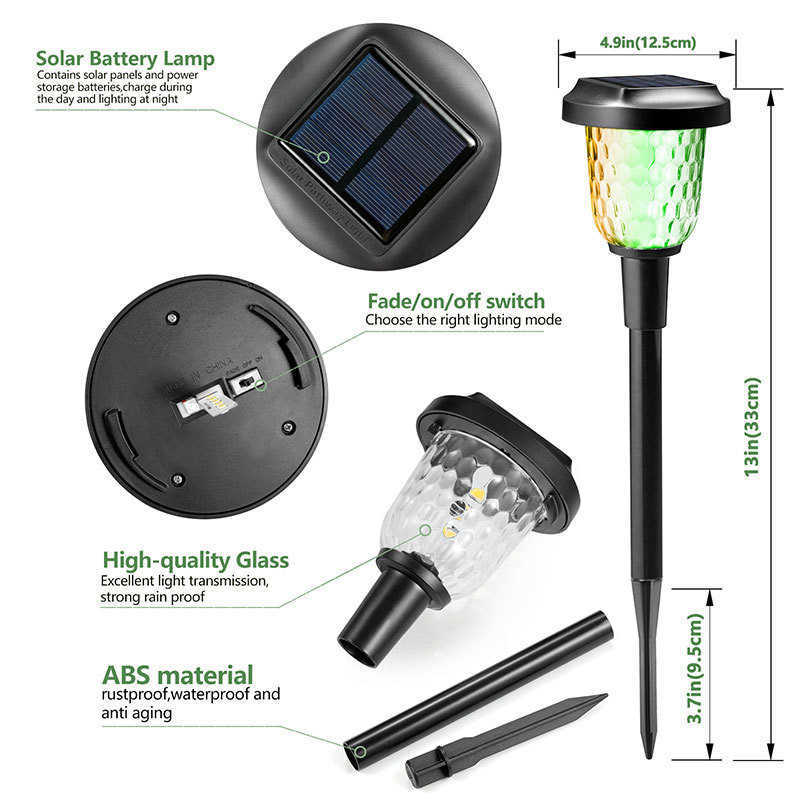 Iluminación novedosa 2/4/6 piezas LED luz solar para césped RGB colorido dinámico jardín al aire libre lámpara impermeable puerta patio decoración solar paisaje brillo luz P230403