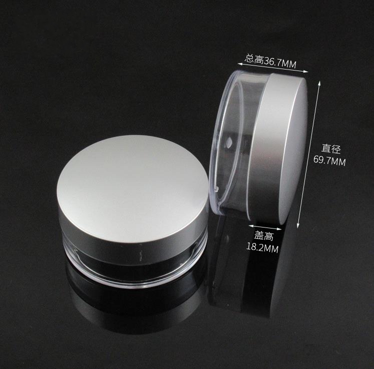 50ml Silver Empty Makeup Packaging Jar Container Powder Box Clear Plastic Loose Powder Jar Cosmetic Packing Jar With Sifter SN5201