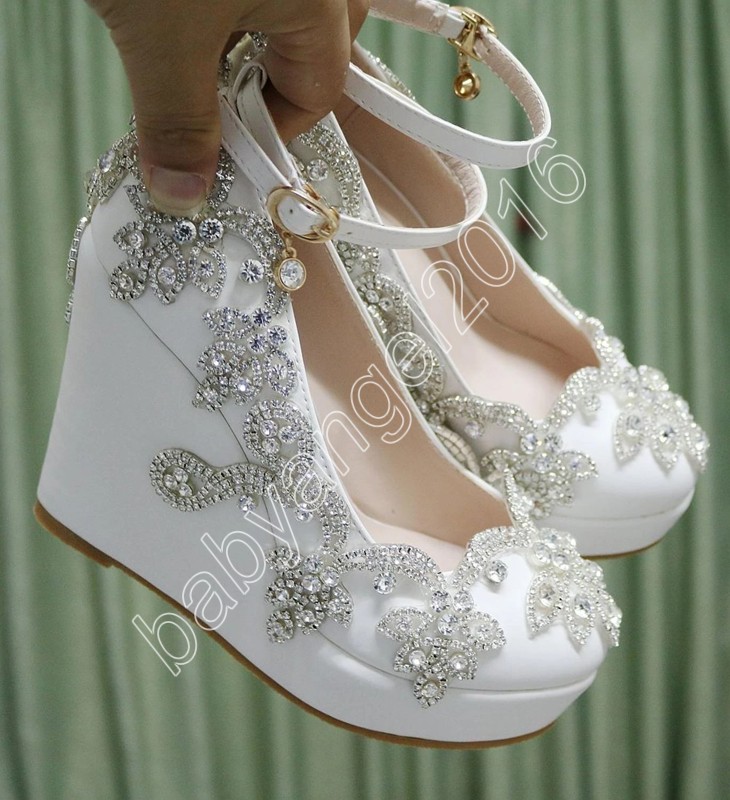 Chaussures de mariage en strass Bride Wedges Clear Christmas Day Evening Party 10cm High Heels