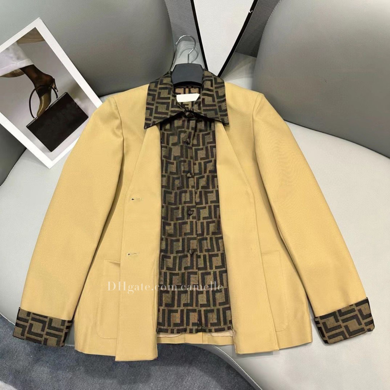 Damska projektantka płaszcza płaszcza blezer ubrania podwójne litery Fake dwa sztuki wiosenna jesień nowy wydany top
