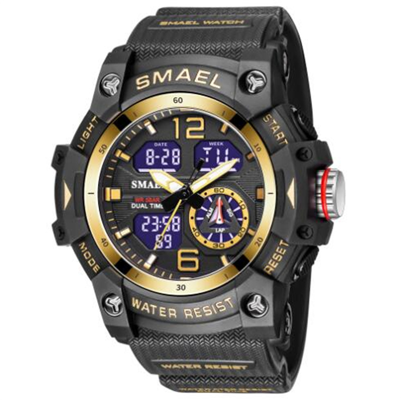 Smael SL8007 Relogio męskie zegarki sportowe prowadzone przez chronograf zegarek wojskowy zegarek cyfrowy dobry prezent dla mężczyzn Boy293y