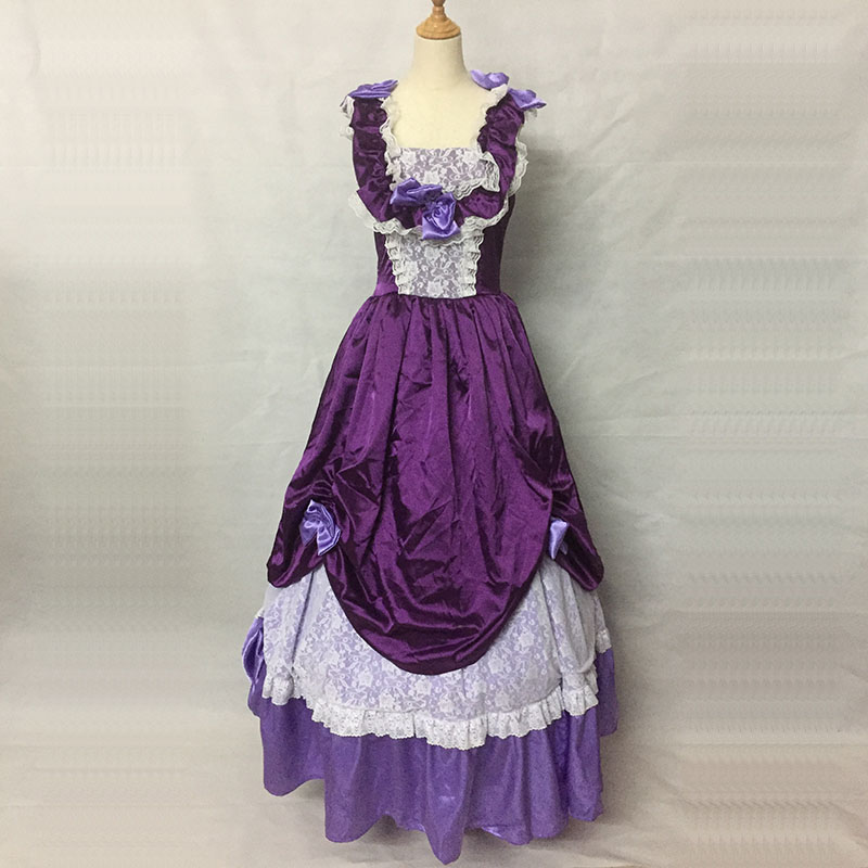 2023 Halloween gotisk lila ärmlös lång klänning mig 1700 -talet retro sommar båge spetsar festklänningar vestidos för kvinnor