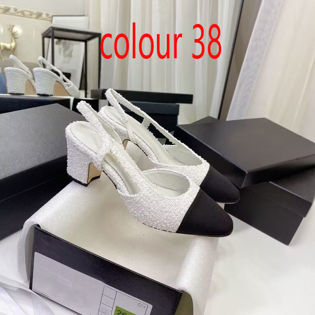 Summer Beach Sandals designer shoes Casual shoe fashion Genuine leather sole Belt buckle Thick heel Heels Baotou lady Work Women Dress SHoes Large size 34-42 With box