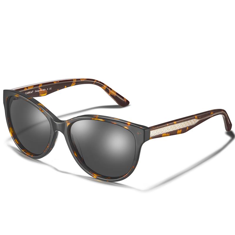 CARFIA Lunettes de soleil polarisées Cateye pour femmes, protection UV, monture en acétate fabriquée à la main en Italie avec noyau en fil à motif en relief