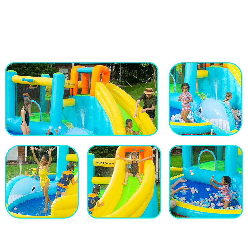 Binnen waterpark Texas Business Start Whale opblaasbare dia voor kinderen kasteel met splash pool buitenspel plezier in tuin achtertuin marine thema combo speelgoed feestcadeaus