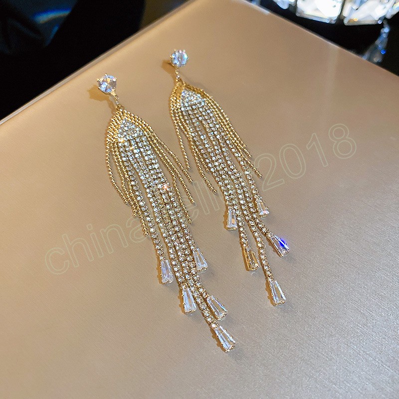 Zircon géométrique diamant gland boucles d'oreilles pendantes pour femmes exagéré rétro minimaliste goutte boucle d'oreille à la mode fête bijoux