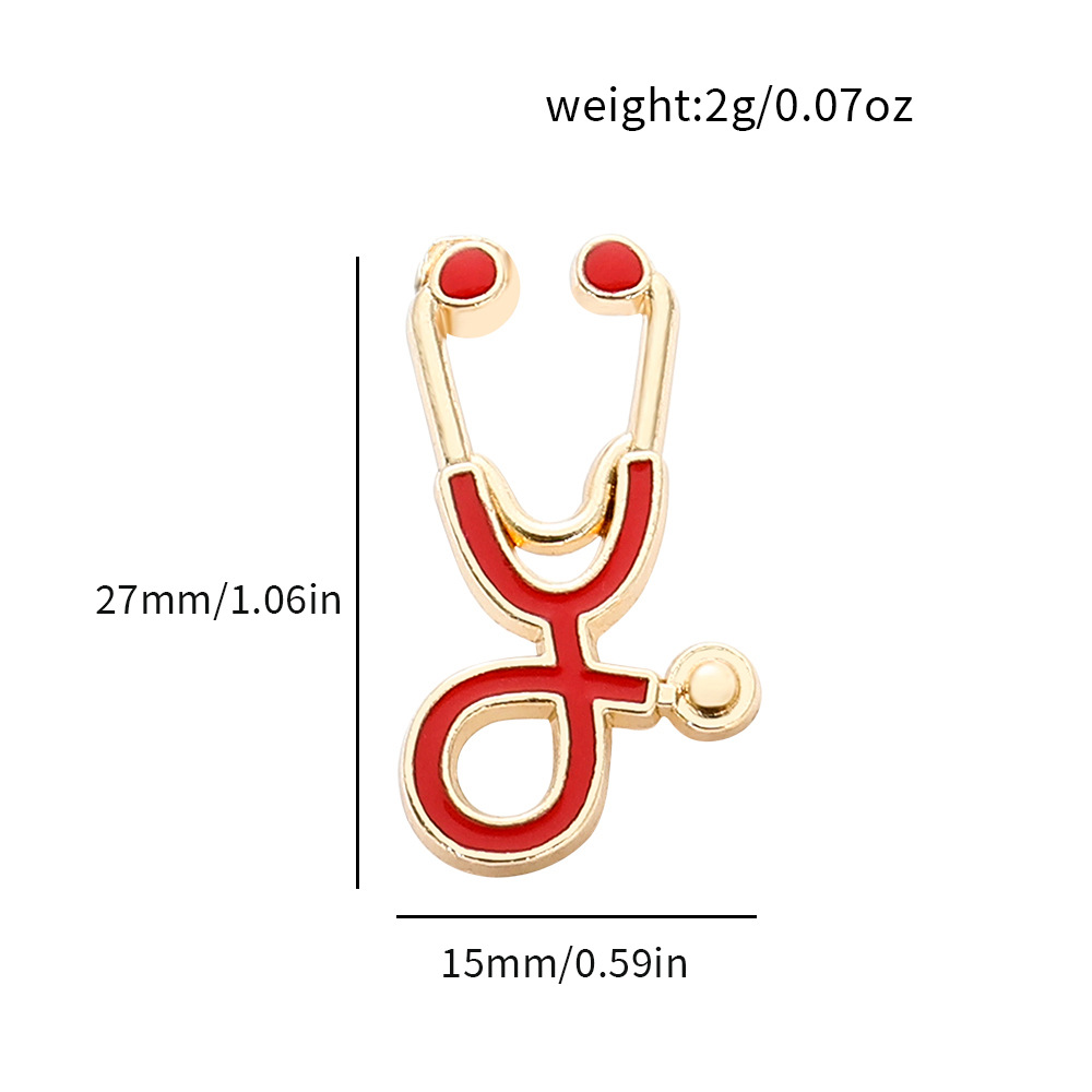 Medical Care Stethoscope Brooches Alloy Dripping Oil Clothing Bags Pins Jewelry Accessories In Bulk