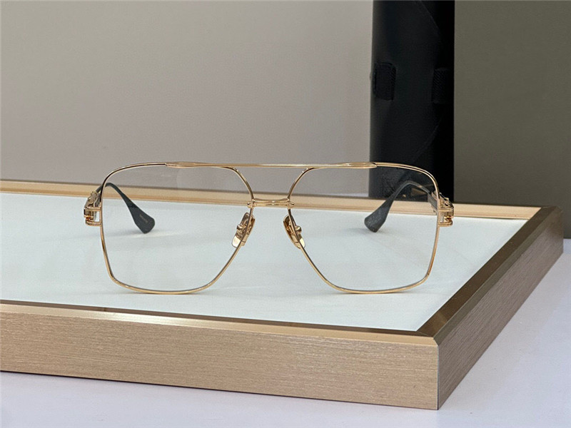 Yeni Moda Tasarımı Square Optik Gözlükler Emperik Metal Çerçeve Lüks Saatlerin İki Tonlu Görünümünden Üstün Üstü Şeffaf Gözlükler