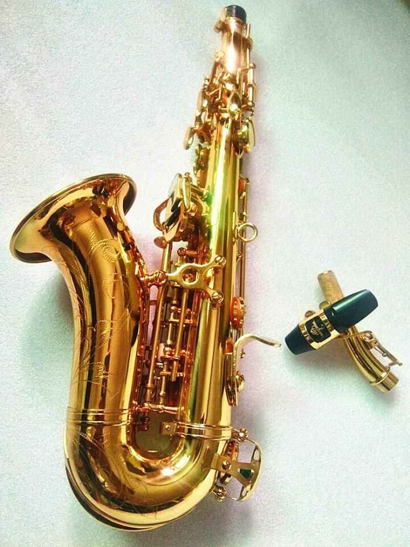 Nieuwe goud gebogen sopraansaxofoon S-991 Professioneel speelinstrument sopraansaxofoon met kofferaccessoires