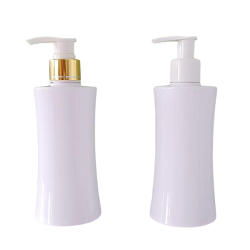 Packing Plastic Empty White Bottle 250ml Flat Shoulder PET Five Color Lotion Press Pump Packaging Container Portable Refillable Cosmetic