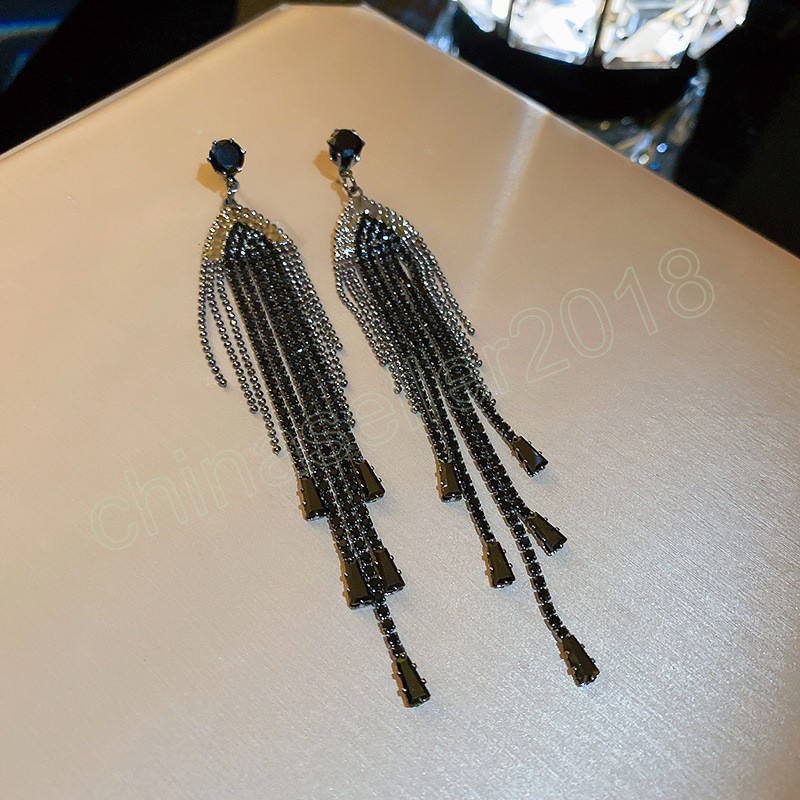 Zircon géométrique diamant gland boucles d'oreilles pendantes pour femmes exagéré rétro minimaliste goutte boucle d'oreille à la mode fête bijoux