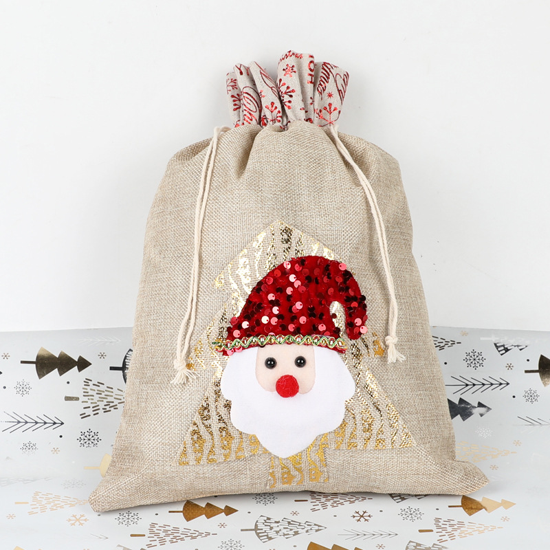 Nowa duża świąteczna bawełniana i lniana torba na prezent świąteczny torba na cukierki usta