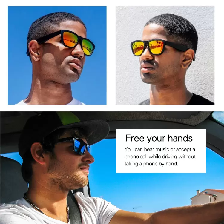 Topp OEM Wireless Audio Bluetooth Smart Solglasögon Hörlurar med öppen öronsteknik gör händerna gratis Bluetooth Glasses svarsamtal