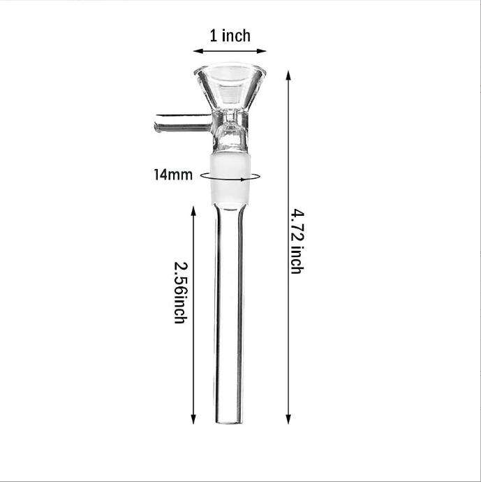 Annunci di vetro Downstem Diffusore con un maschio da 18 mm a 14 mm maschio Bong Adater Down Gam tubi di fumo dell'acqua di bong di vetro