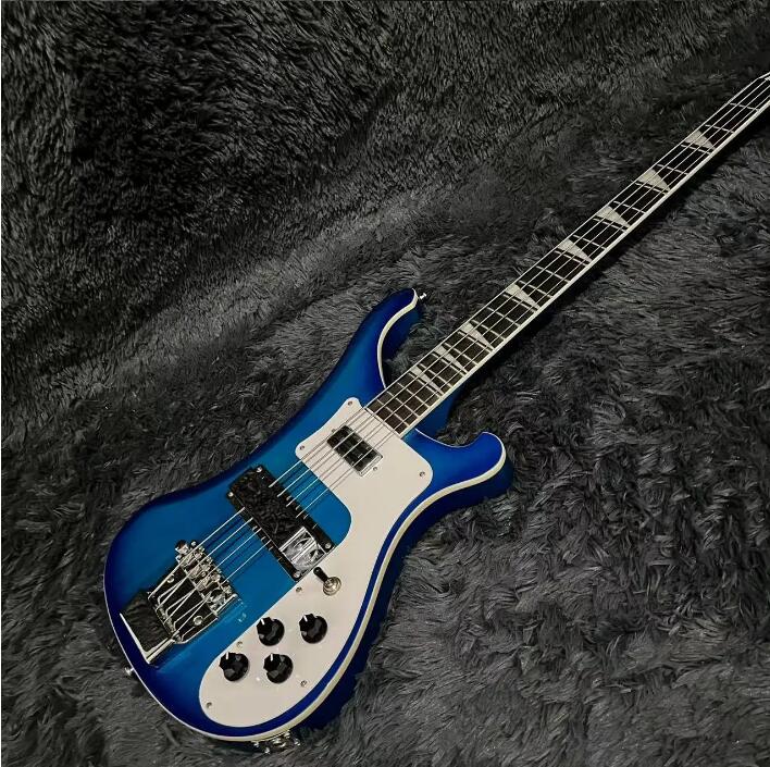 Ricken 4003 Electric Guitar, Bass Guitar, Transparent Blue Color, Basswood Body, Rosewood Fretboard, 4Strings Guitarra