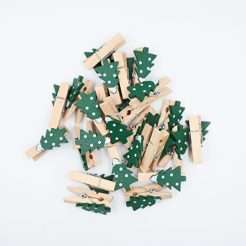 Pinces en bois série de noël 3.5cm, vente en gros, pinces décoratives en bois, gants pour arbre de noël, cerf, flocon de neige