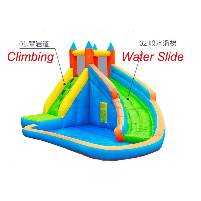 Inflatable Water Slide Park Playhouse for Kids Backyard Outdoor Fun with Climbing Wall Splash Pool Blow up Bouncy House with Blower and Ball Pit Party Gift Indoor Play