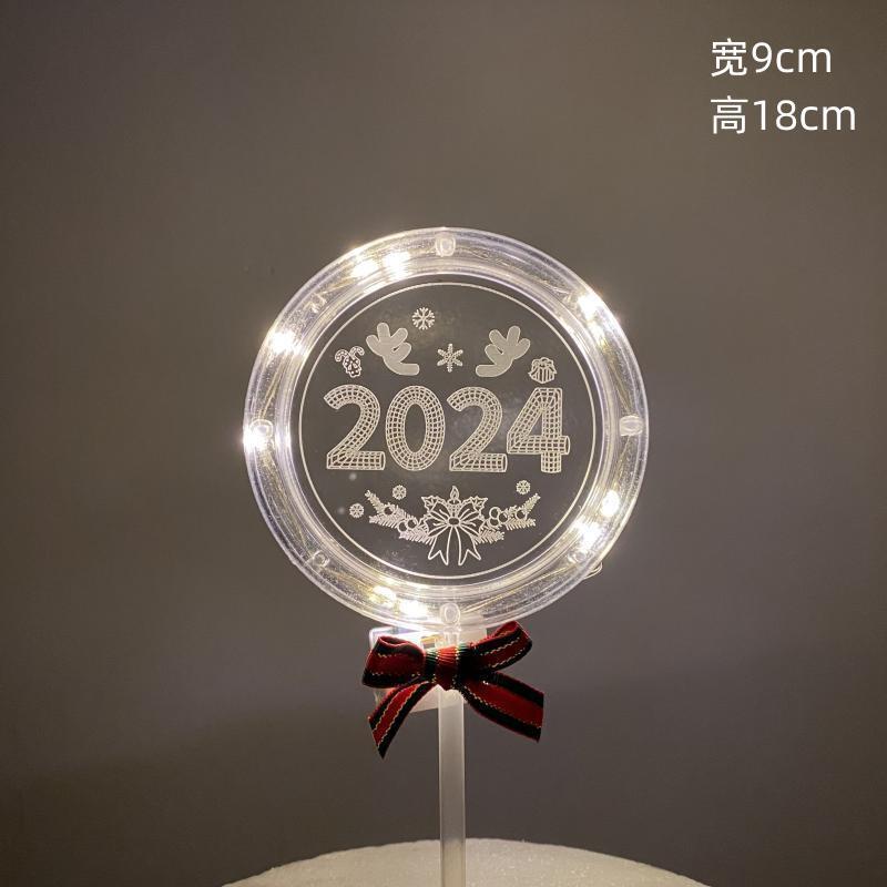 ins Wind Merry Christmas Cake-plug-in met Lights Glow 2024 Kersttaartdecoratie feestartikelen