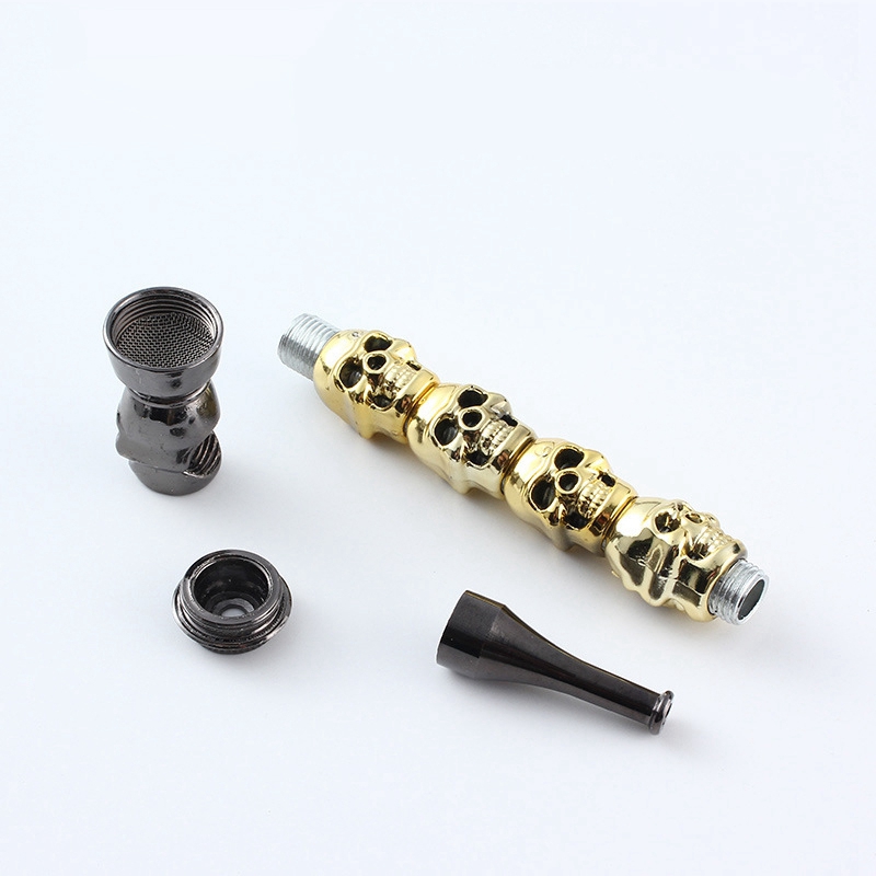 Latest Colorful Metal Alloy Hand Pipes Portable Skull Removable Herb Tobacco Caps Filter Silver Screen Spoon Bowl Innovative Handpipes Smoking Cigarette Holder