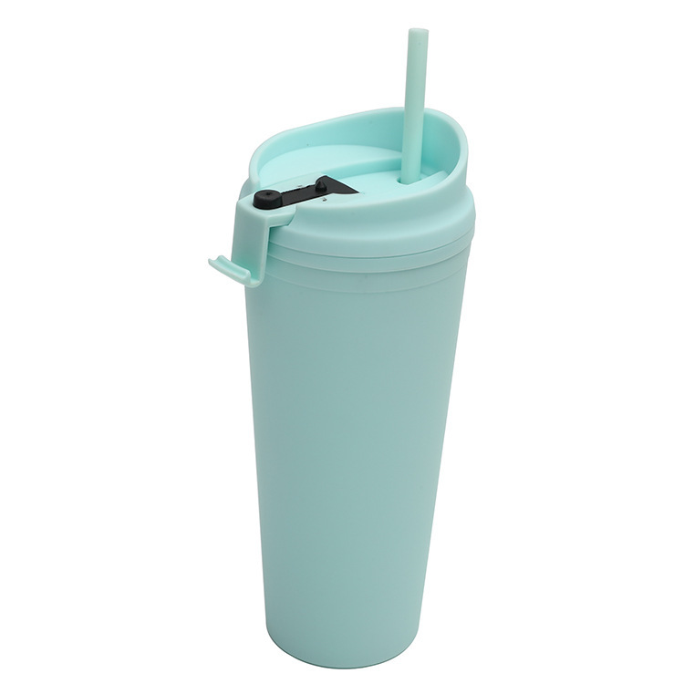 24oz plastic tuimelaars dubbele ommuurde matte kleuren drinken tuimelaars met deksel stro acryl waterfles BPA gratis