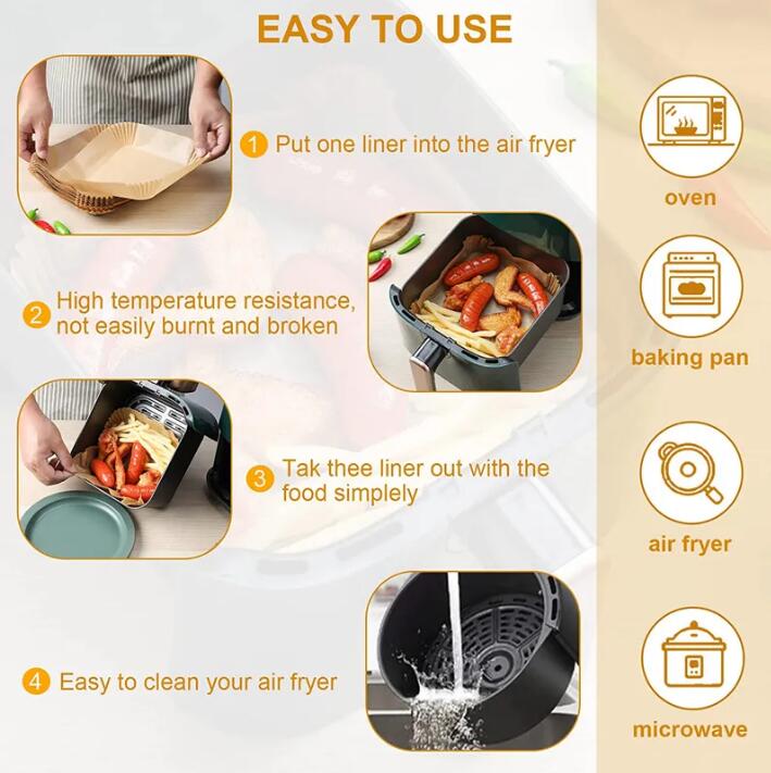 Baking Pans Air Fryer Disposable Paper Parchment Wood Pulp Steamer Cheesecake Air Fryer Accessories Baking Paper