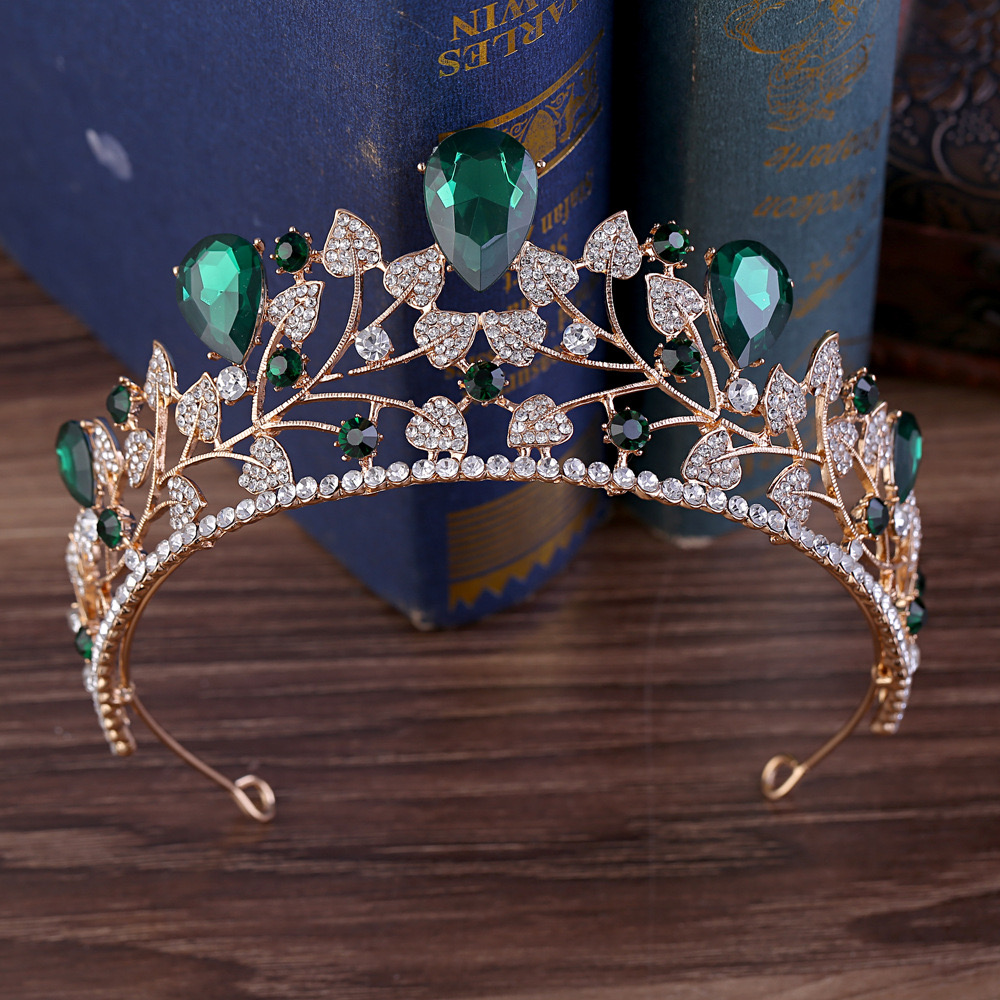 Włosy Włosy Tiara Kryształowe nakrycia głowy ślubne korona srebrna złoto niebieski kolor diadem diadem