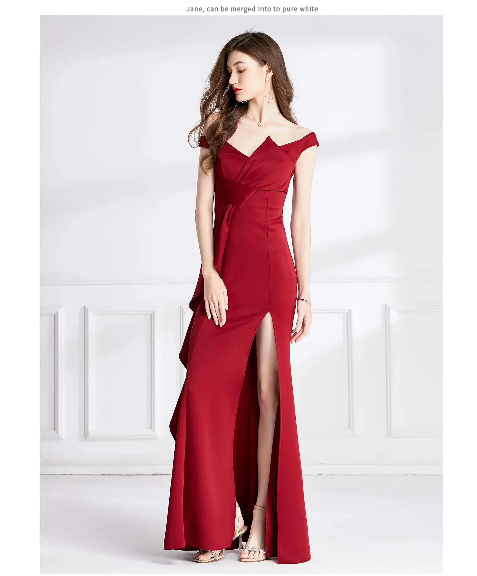 Basic Casual Women Dresses Prom Dress 2024 Mermaid Sexy Ruffles Split Side Party Dress Women One Shoulder Strapless Slim Evening Party Vestidos De Gala