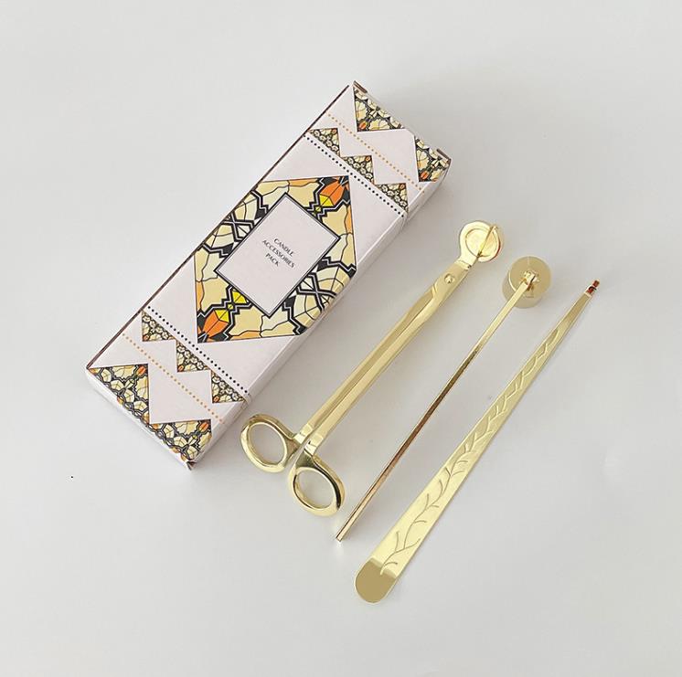 Handverktyg 3 i 1 Candle Accessory Set Black Sier Gold Wick Trimmer Cutter Scissors Snuffer släckare julklapp till ljus SN4122