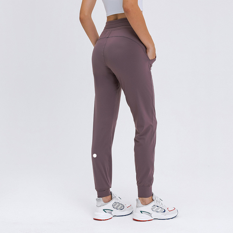 LL-2079 Pantalons pour femmes pantalons de Yoga en vrac neuvième pantalon d'entraînement d'exercice Sport Gym course décontracté longue cheville pantalon à bandes élastique taille haute cordon de serrage